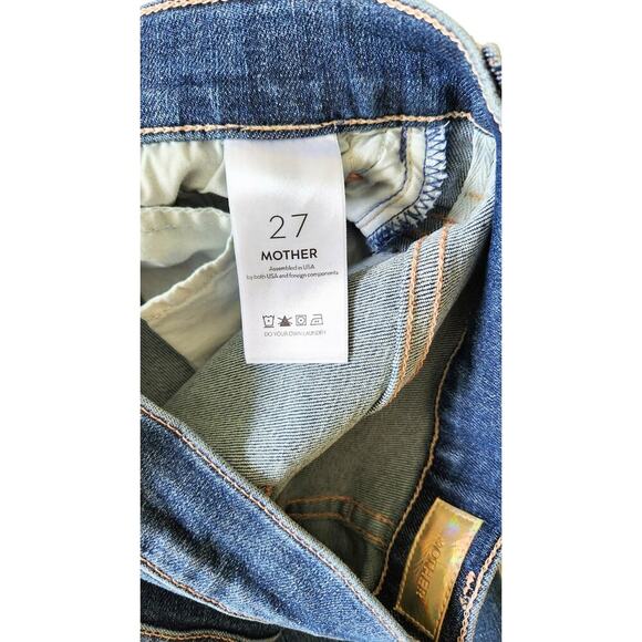 MOTHER Jeans Denim The Insider Crop Step‎ Fray High Rise Blue Wash Pants Sz 27 - Picture 9 of 11